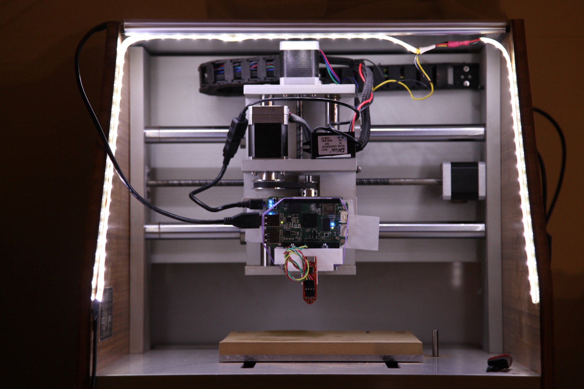 The new scanner, attached to the CNC mill