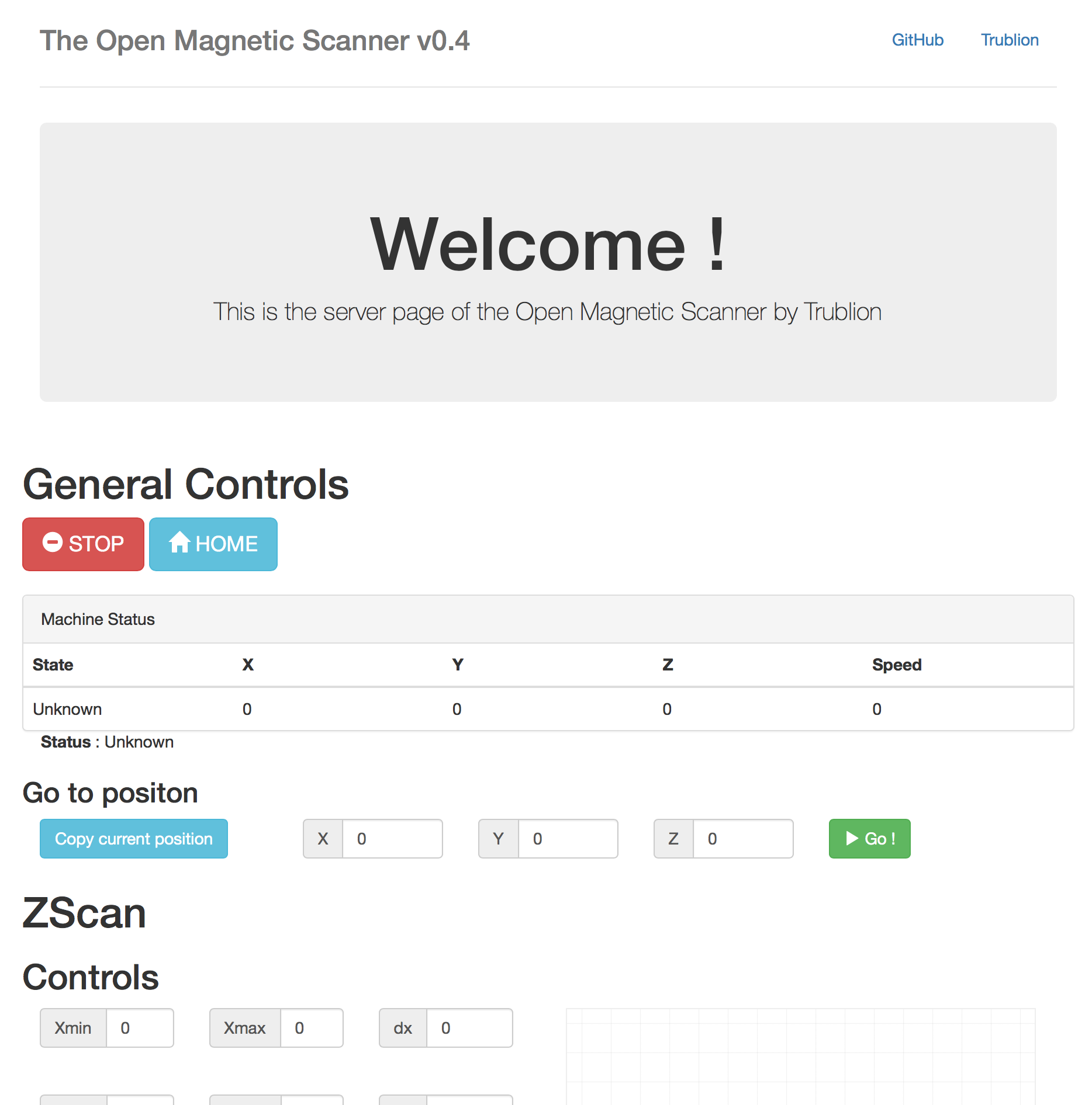 The webpage of the server emitted by the BeagleBone